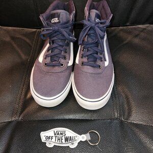Vans Off The Wall High Top Sneakers Womens 7.5 Navy White Canvas Lace Up Gift